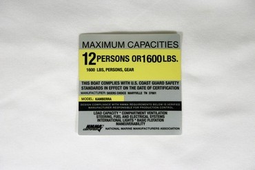 Boat, Marine Capacity Sticker, BR 03