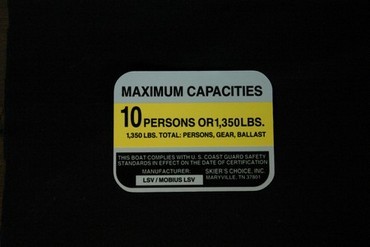 Boat, Marine Capacity Sticker, LSV/Mobius