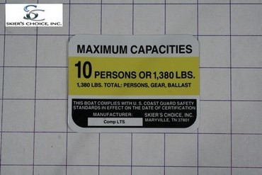 Boat, Marine Capacity Sticker, Comp/LTS 03