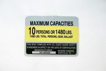 Boat, Marine Capacity Sticker, 20V