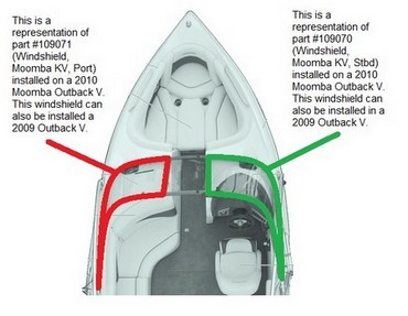 Boat, Marine Windshield, Mobius (Moomba) KV, Port