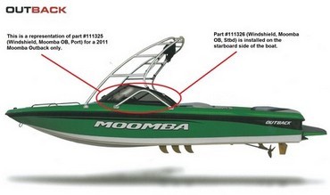 Boat, Marine Windshield, Mobius (Moomba) OB,Stbd